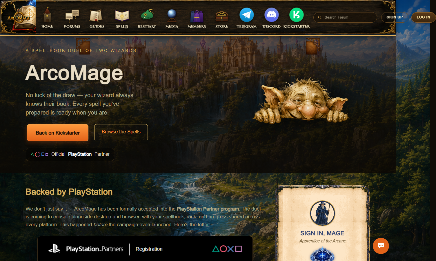 ArcoMage website screenshot