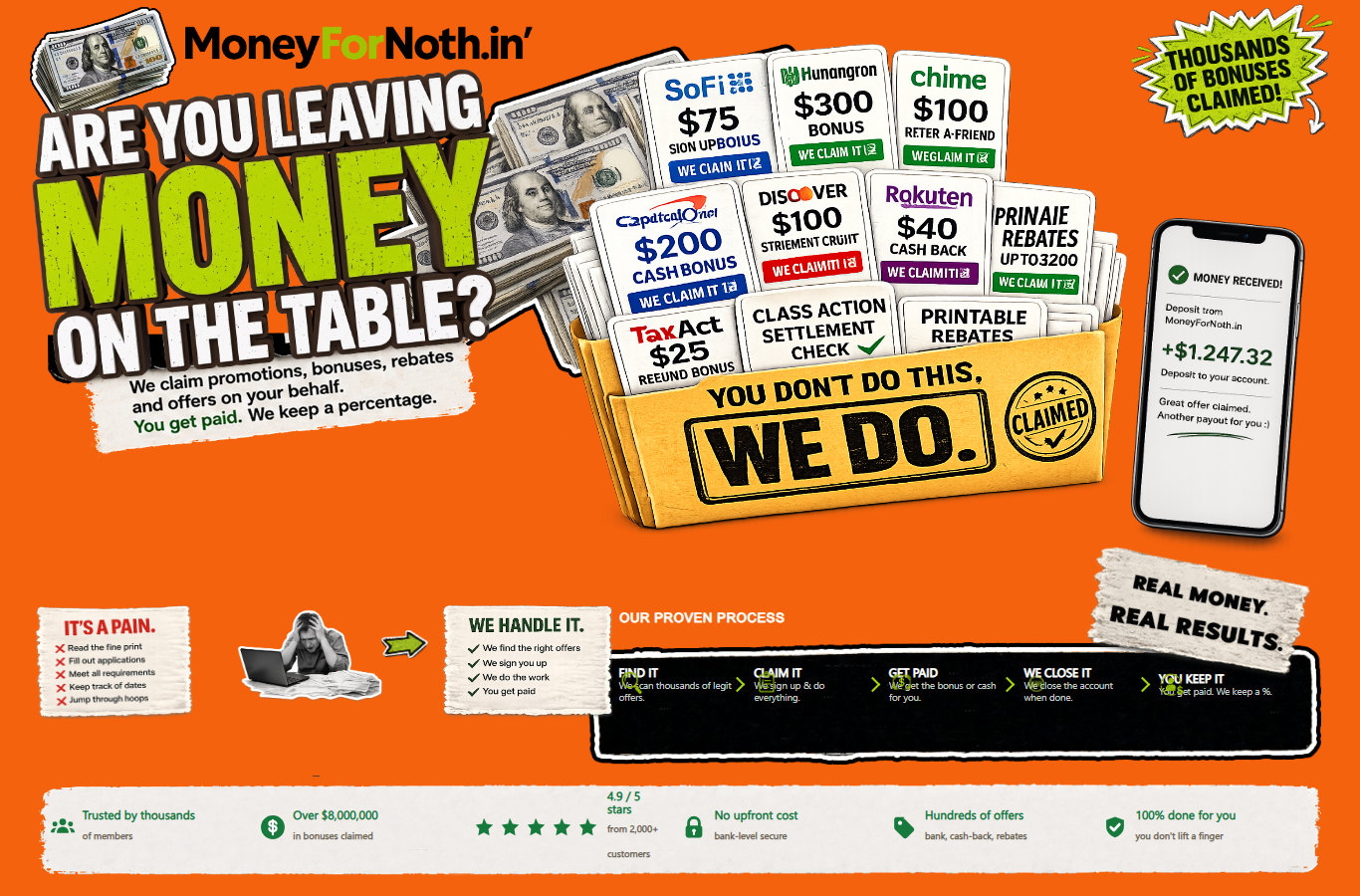 Money for Nothin' website screenshot