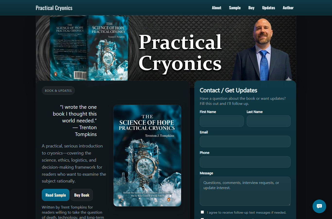 Practical Cryonics website screenshot
